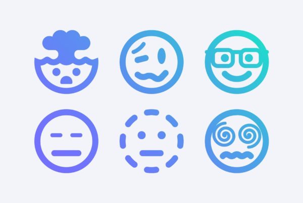 6 face emojis with different expressions