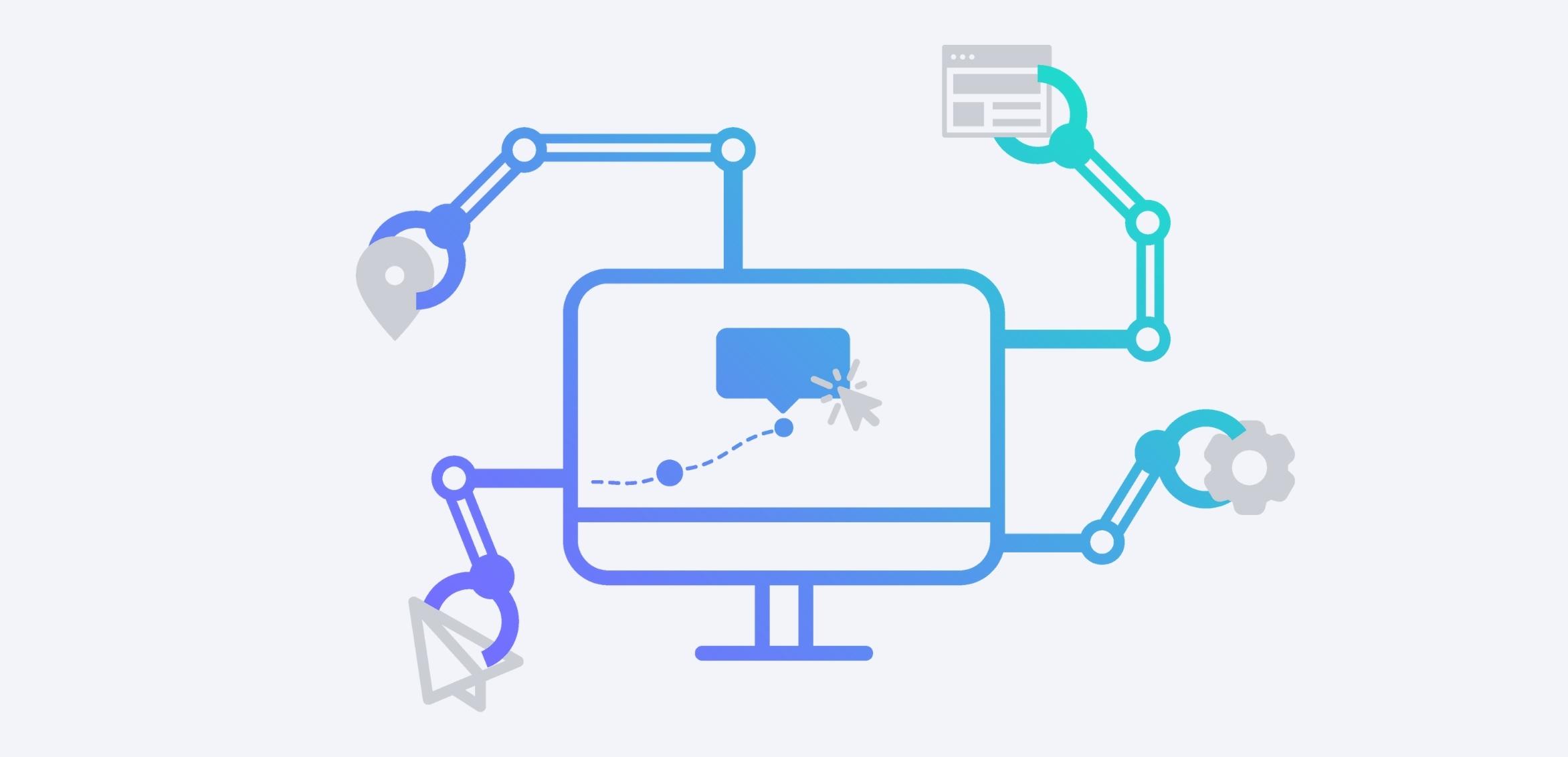 Graphic of a robot automatically creating product demos